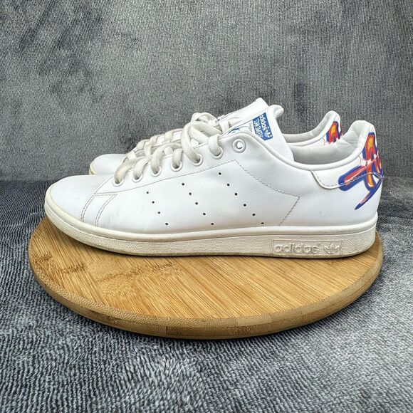 Adidas Stan Smith Shoes Mens Size 11 White Leather Graffiti Heel Tennis FV7869 - Picture 4 of 10